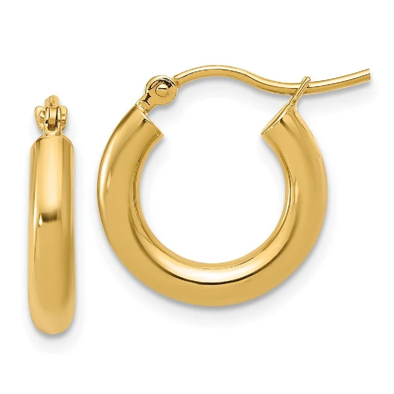 Curata 10k Yellow Gold Polished 3x16mm Classic Hoop Earrings