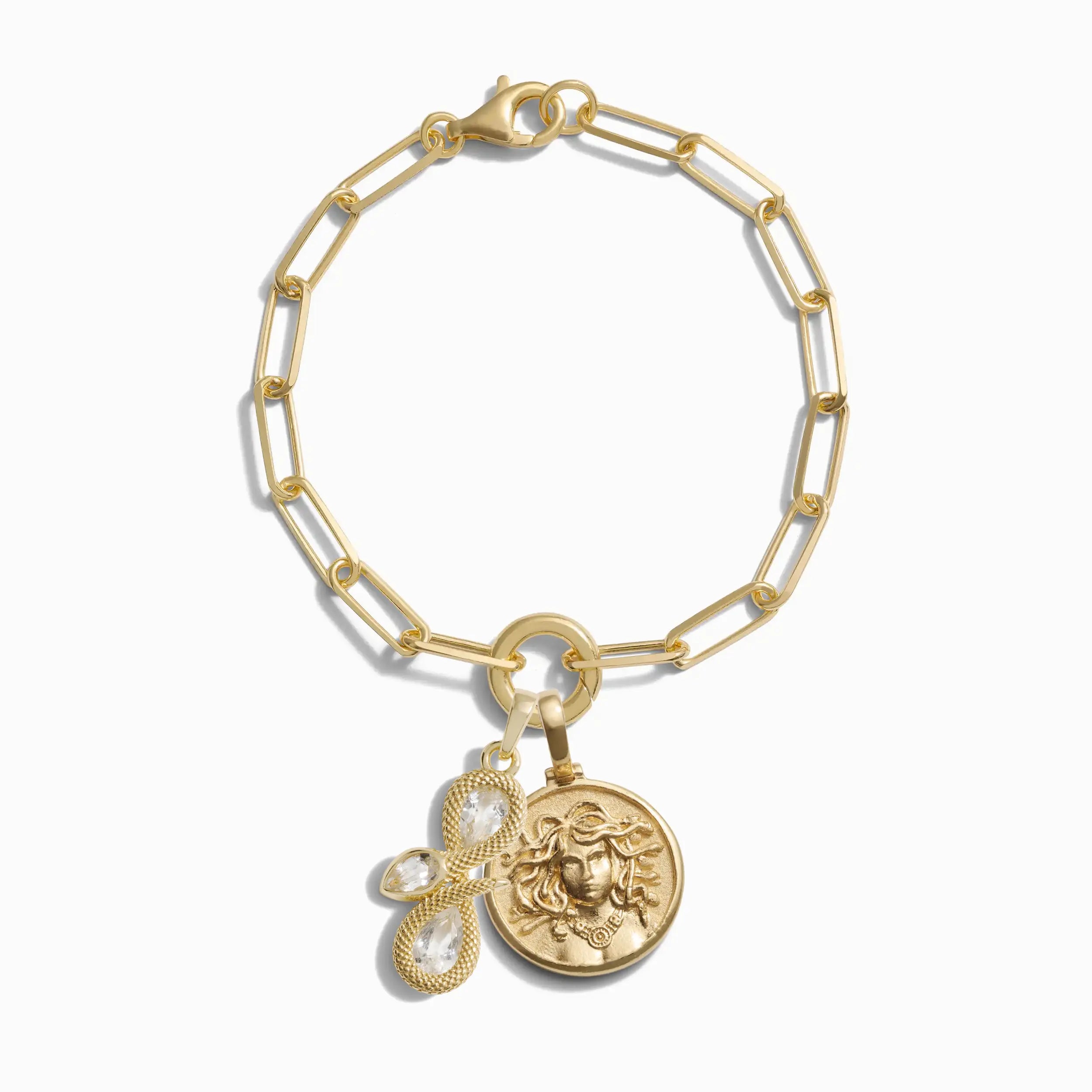 Medusa and Infinity Snake Charm Bracelet