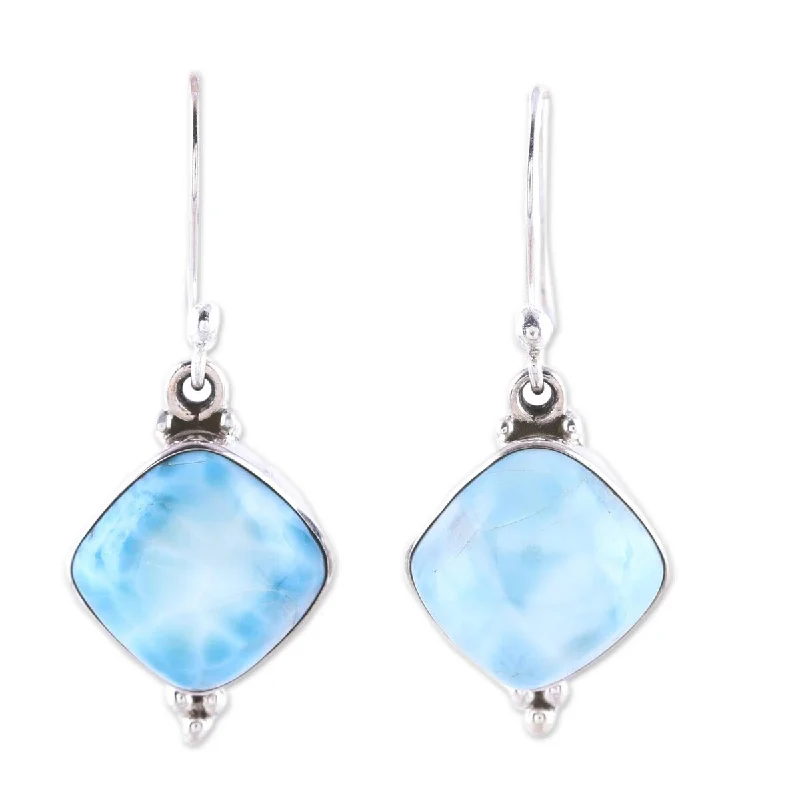 NOVICA Gleaming Grandeur, Larimar dangle earrings - 1.4*0.6