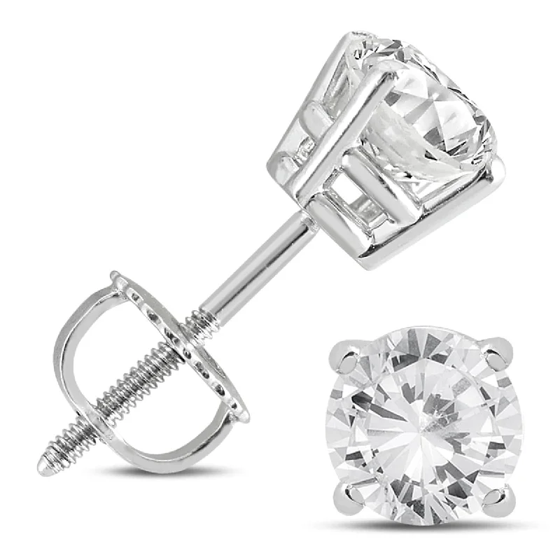 Marquee 14K White Gold 1 1/2 Carat TW Certified Round Diamond Solitaire Stud Earrings