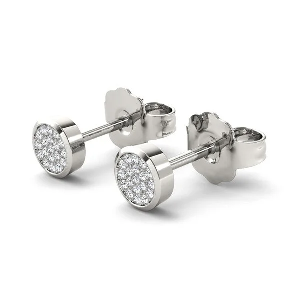 De Couer 10k White Gold 1/10ct Diamond Pave Stud Earrings