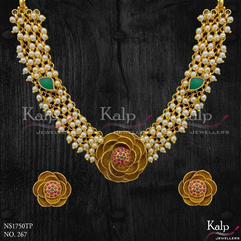 Kalp Jewellers Copper Gold Plated Necklace Set