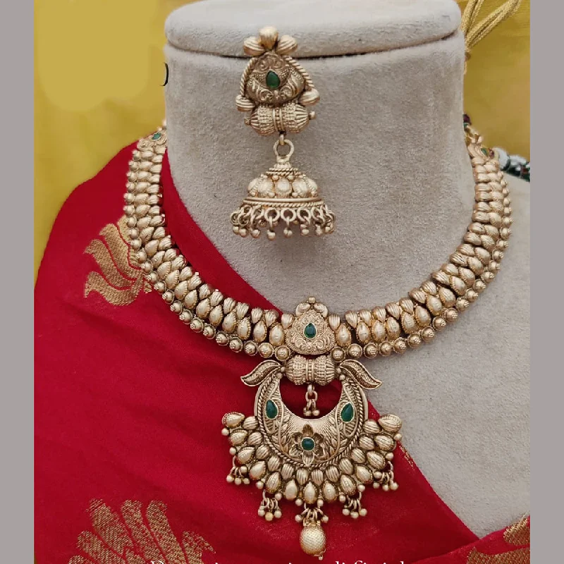 Jewel Addiction Copper Rajwadi Finish Pota Stone Necklace Set