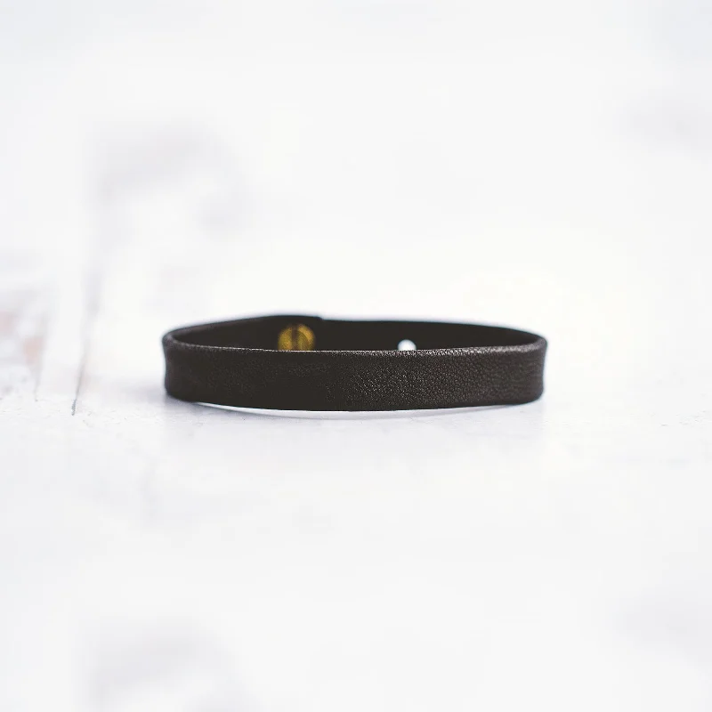 Plain Leather Bracelet Band  - Antique Brass