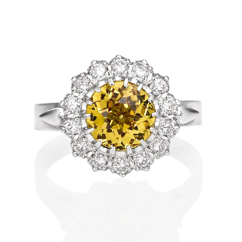 Australian Yellow Sapphire & Diamond Ring