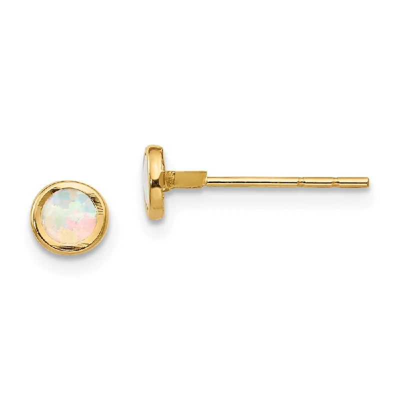 14k Yellow Gold Gemstone Bezel Stud Earrings (L-6 mm, W-6 mm)