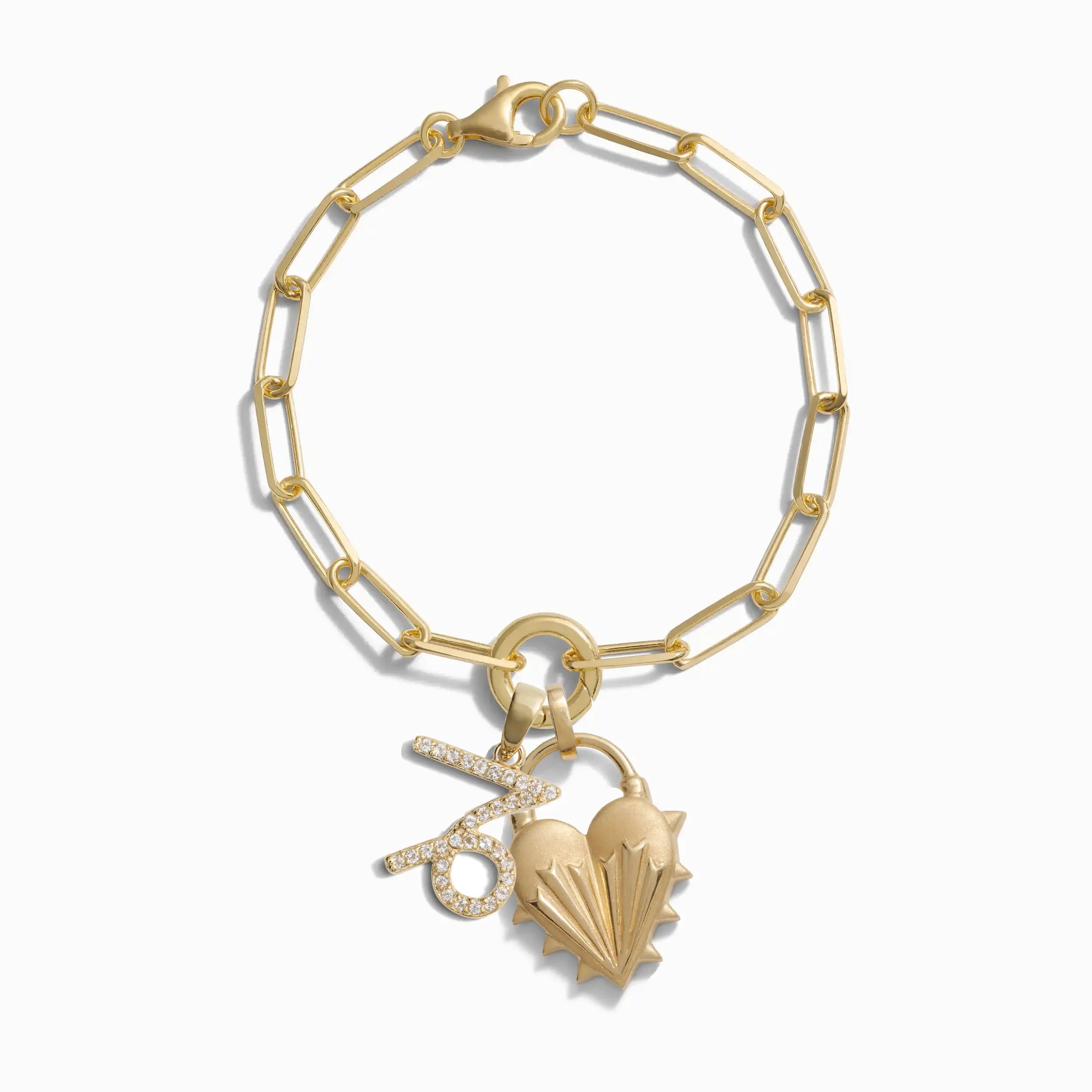 Spiked Heart Zodiac Charm Bracelet