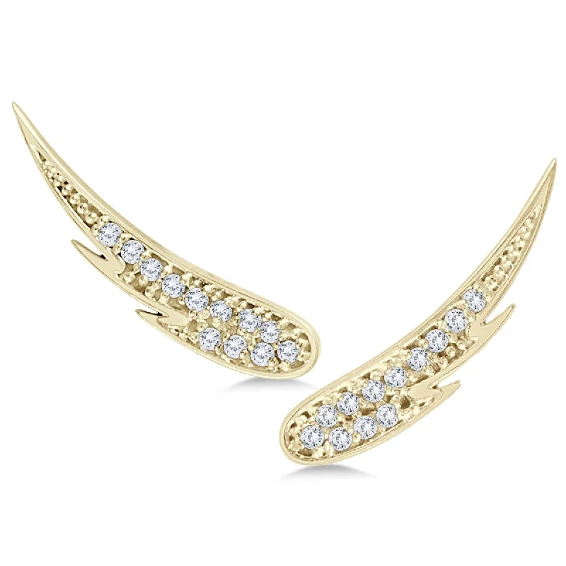 Marquee 1/4 Carat TW Diamond Angel Wing Climber Earrings in 14K Yellow Gold