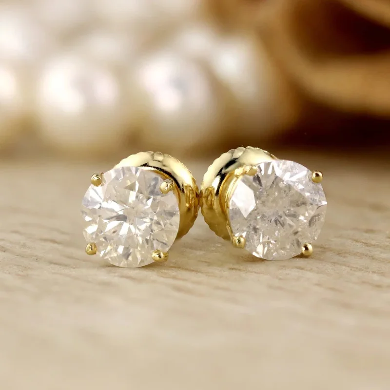 Auriya 18k Yellow Gold Diamond Stud Earrings (H-I, I2-I3)