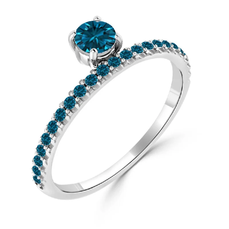 Auriya Modern 1/2ctw Blue Diamond Ring 10k Gold