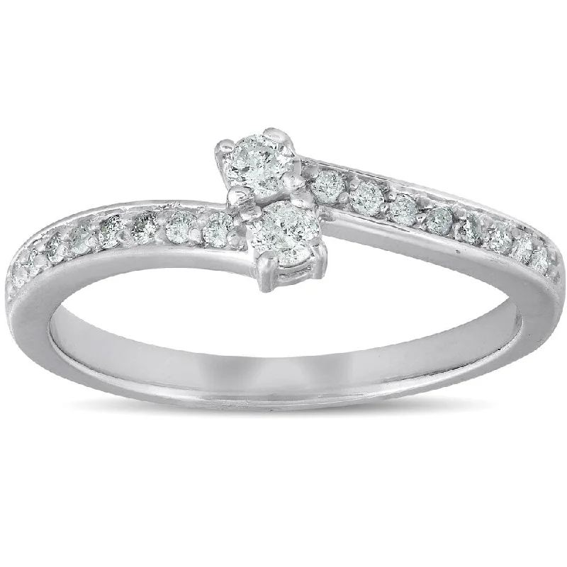 Pompeii3 10k White Gold 1/4 ct TDW Two Stone Diamond Ring