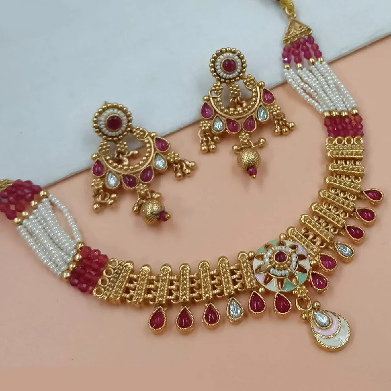 Padmawati Bangles Gold Plated Pota Stone And Pearls Necklace Set