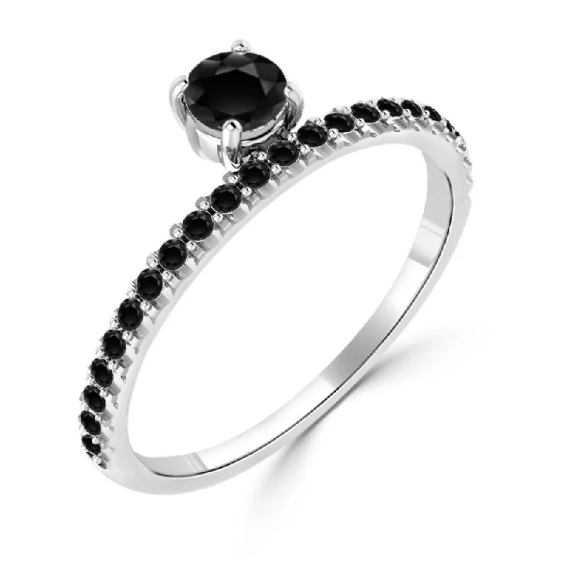 Auriya 1/2ctw Stackable Modern Black Diamond Ring 10K Gold