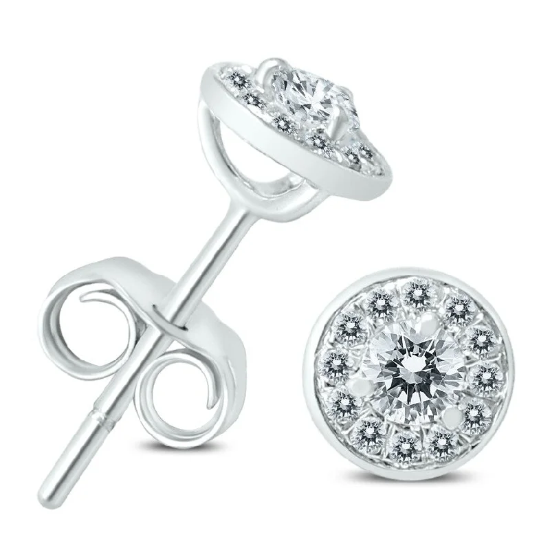 Marquee 1/3 Carat TW Diamond Halo Earrings in 14K White Gold