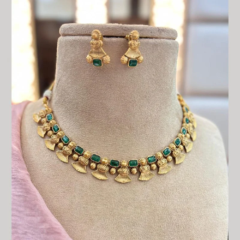 Jewel Addiction Gold Plated Pota Stone Choker Necklace Set