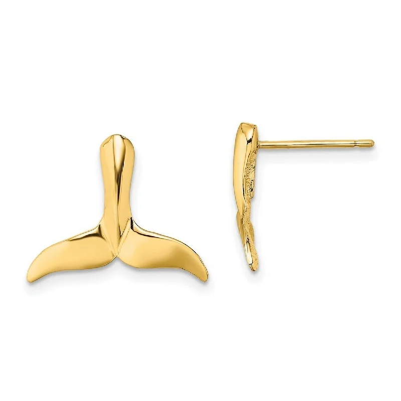 Curata 14k Yellow Gold Whale Tail Post Earrings 2 d - 12.85x15.8mm