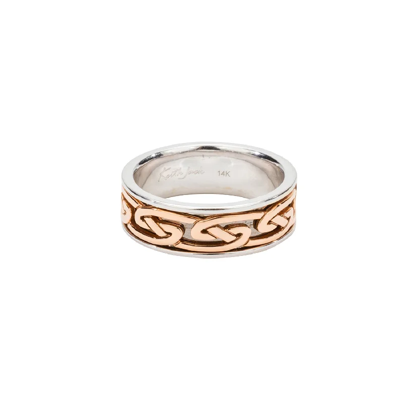 White and Rose Gold Celtic Knot Wedding  'Laro' Ring - Custom Order