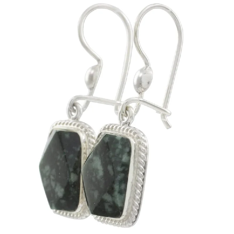 Sterling Silver Maya Forest Princess Jade Earrings (Guatemala) - 13*9*5