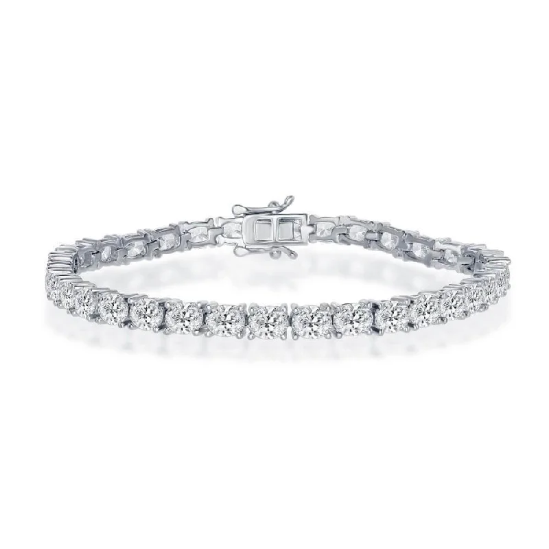 Sterling Silver 5x4mm Oval CZ Tennis Bracelet