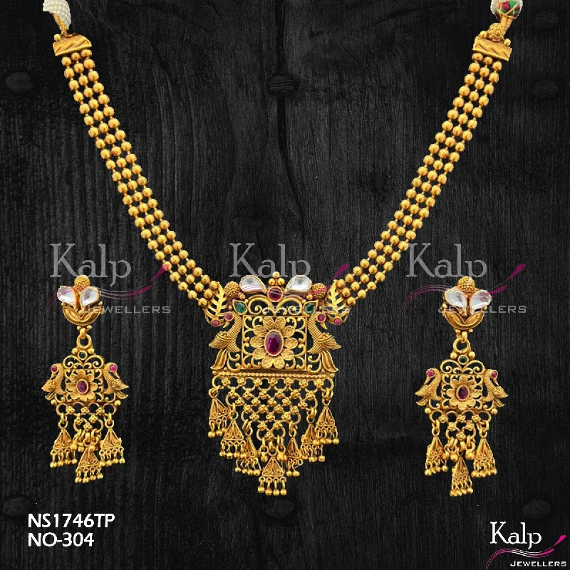 Kalp Jewellers Copper Gold Plated Necklace Set