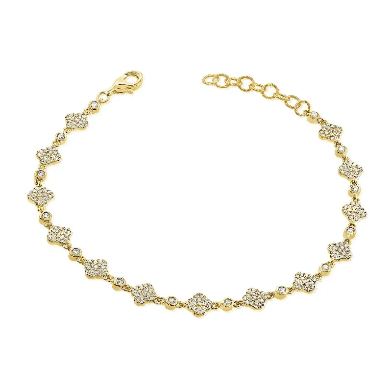 14K GOLD DIAMOND MANDY CLOVER BRACELET