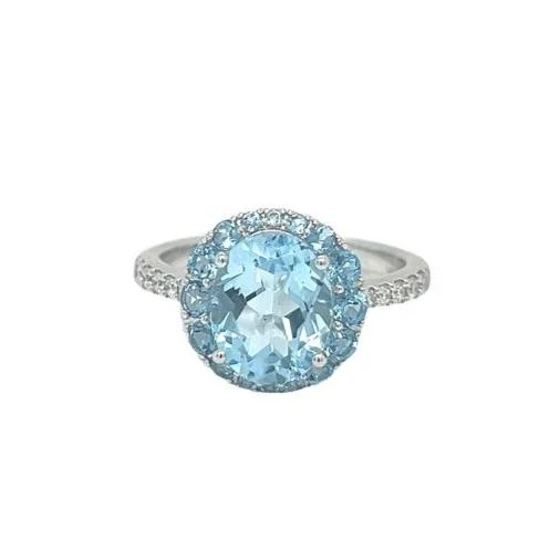 Sky Blue Topaz & Diamond Ring