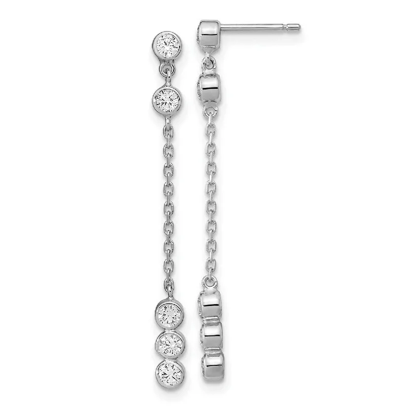 Curata 14k White Gold CZ Cubic Zirconia 36.15x3.15mm Chain Link Long Drop Dangle Earrings