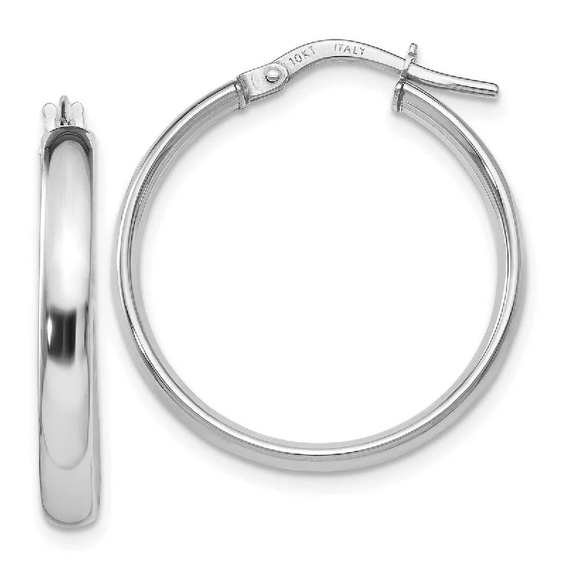 Curata 3mm 10k White Gold Polished 3x22mm Wide Hoop Earrings