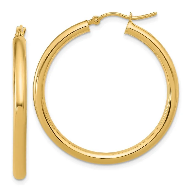 Curata 14k Yellow Gold 35x3mm Polished Hinged Hoop Earrings