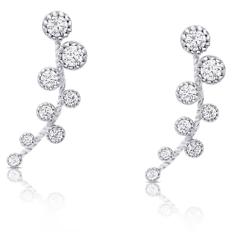 Samantha Stone Sterling Silver Graduated Cubic Zirconia Crawler Earrings