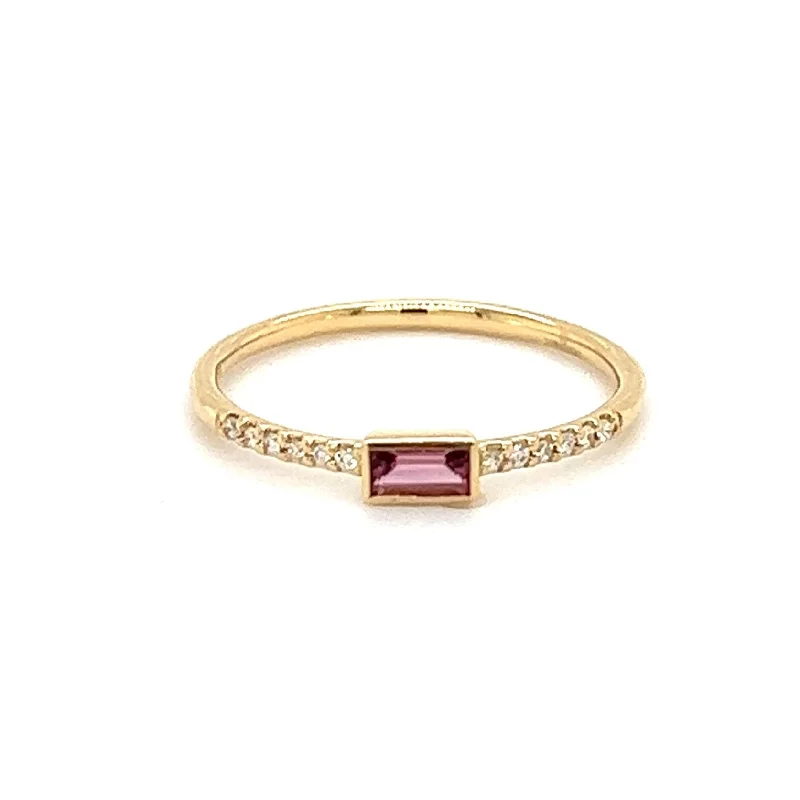 Rainbow Gemstone Pink Tourmaline Petite Ring