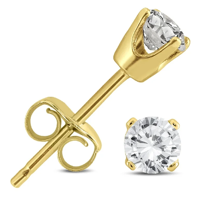 Marquee 14k Yellow Gold 1/3ct TDW Certified Round Diamond Solitaire Stud Earrings