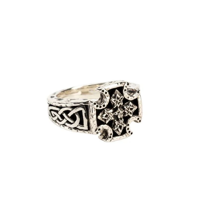 Silver Biker Cross Ring