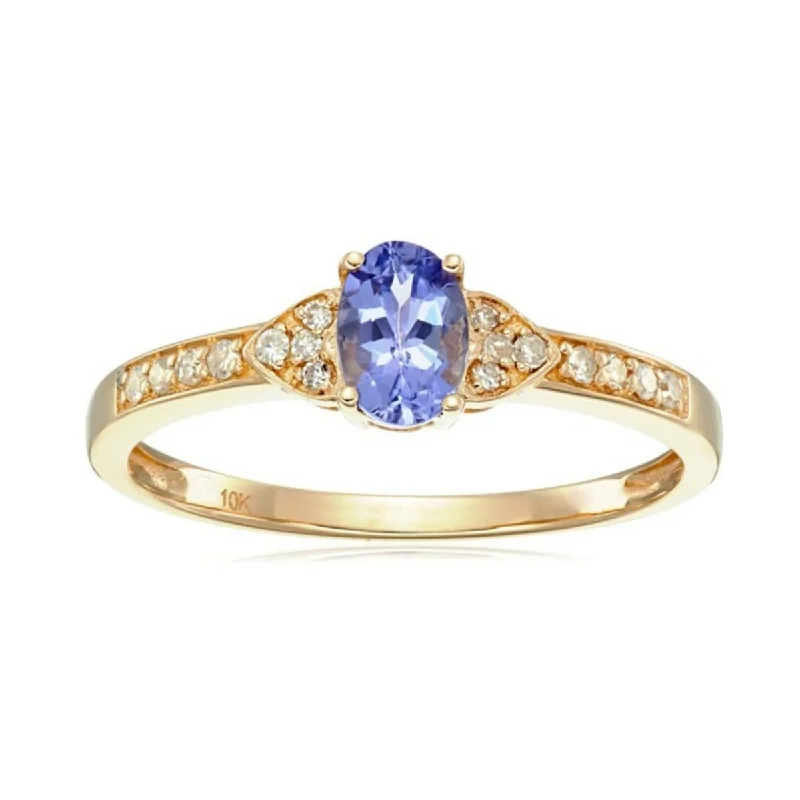 10KT Yellow Gold Tanzanite and Diamond Ring