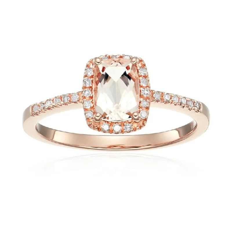 14K Gold Morganite and Diamond Ring