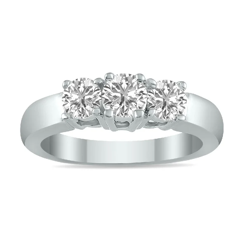 Marquee 1 CTW Three Stone Lab Grown Diamond Ring in 14K White Gold