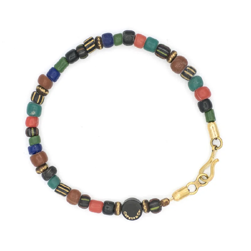 Multi Color Glass and Brass Beads Bracelet