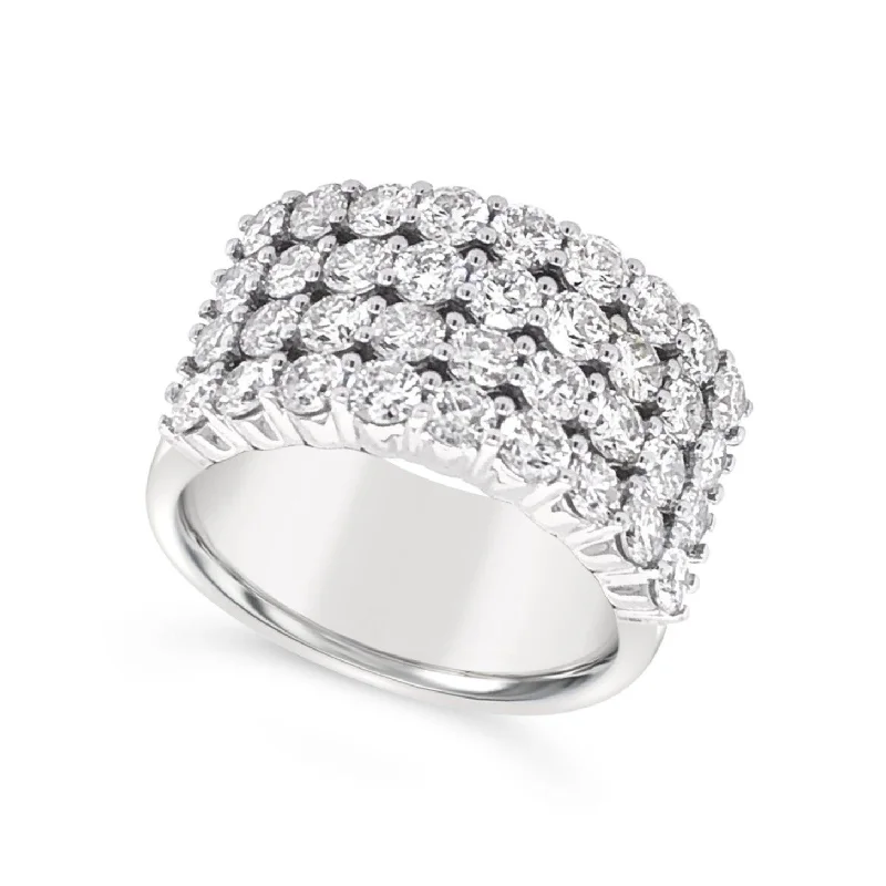 Four Row Diamond Wide Ring