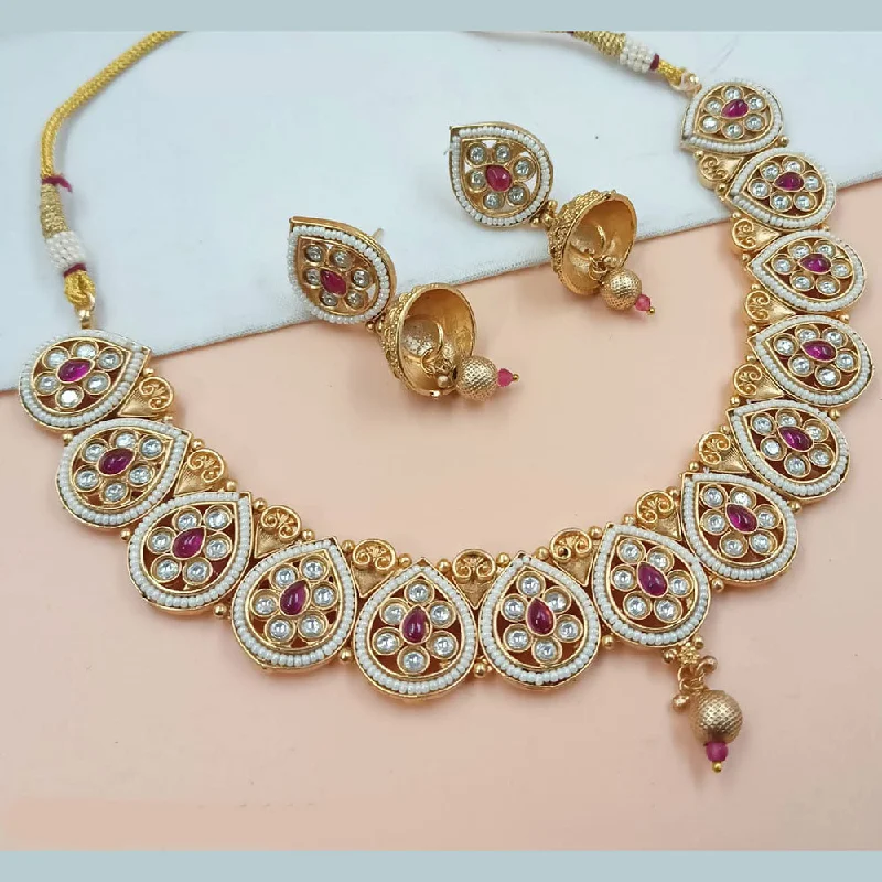 Padmawati Bangles Gold Plated Pota Stone And Pearls Necklace Set