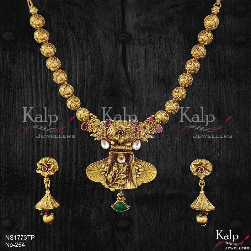 Kalp Jewellers Copper Gold Plated Necklace Set