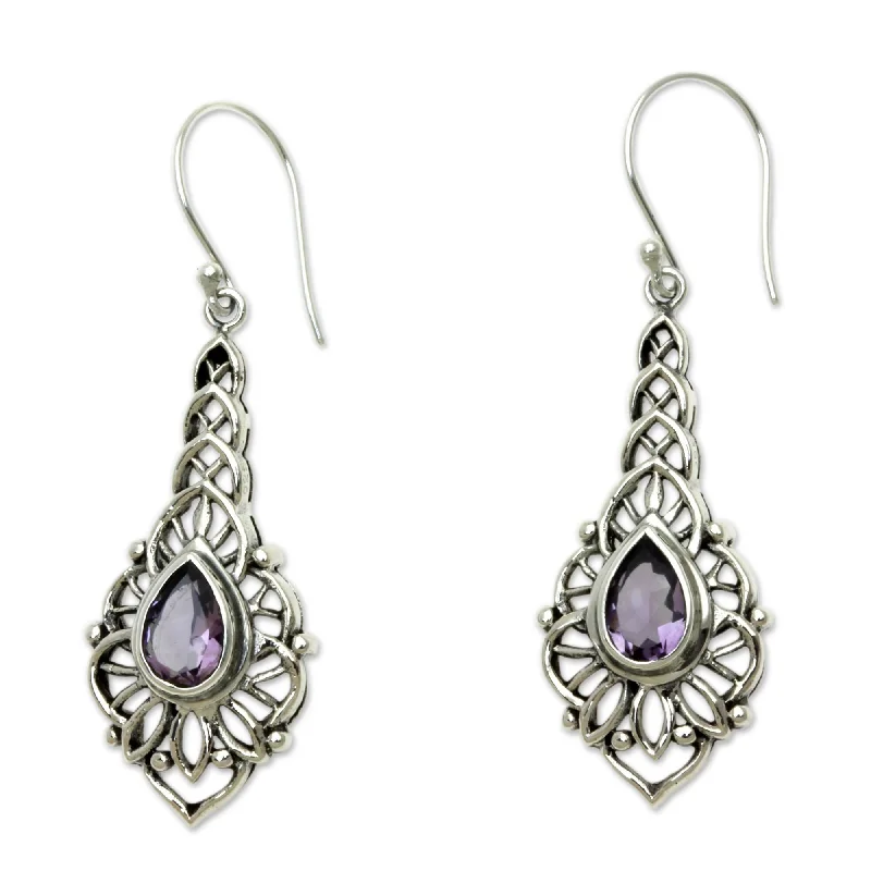 Sterling Silver Rapture Amethyst Earrings (Indonesia) - Purple - 1.9L*0.6W