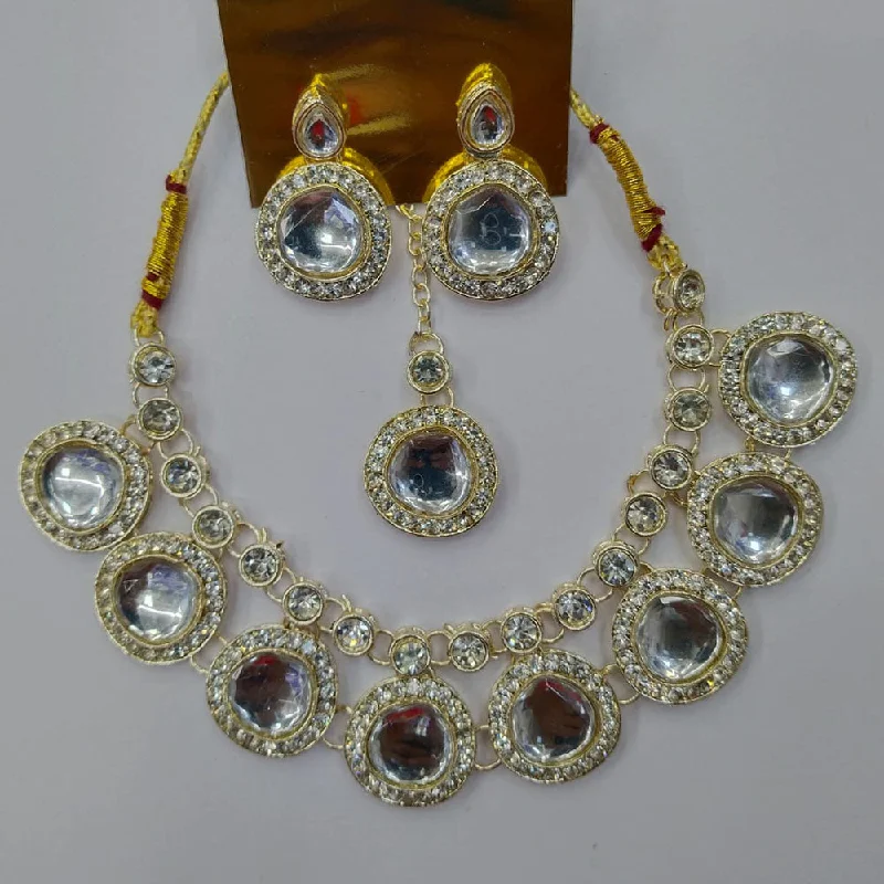 Manisha Jewellery Gold Plated Austrian Stone And Crystal Stone Necklace Set