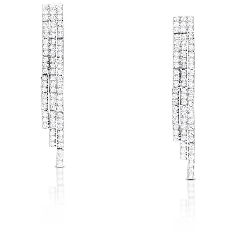 Samantha Stone Sterling Silver Cubic Zirconia Three Strand Earrings