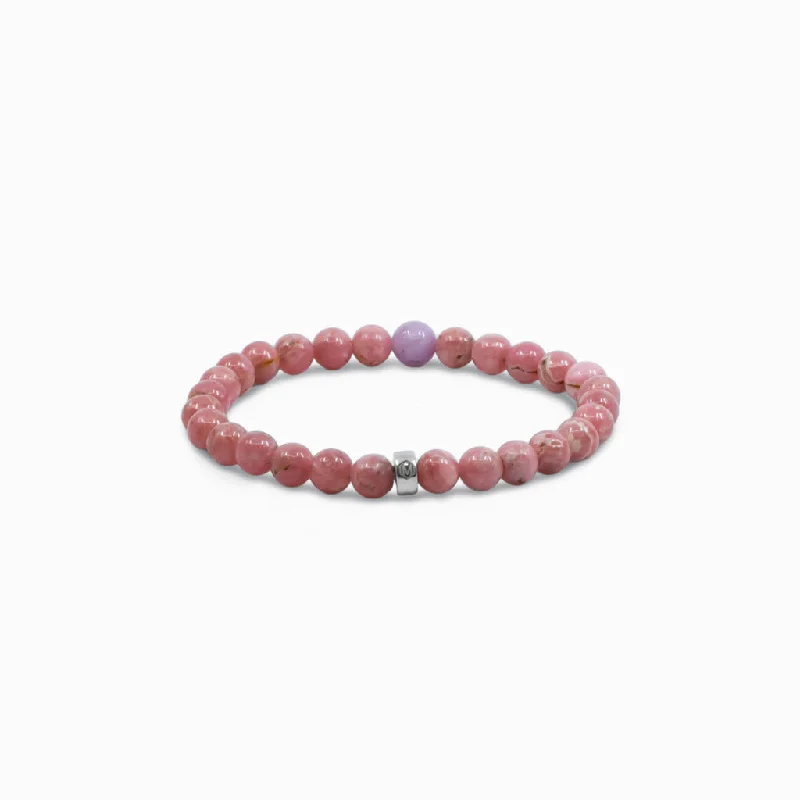 Rhodochrosite and Kunzite Bead Bracelet