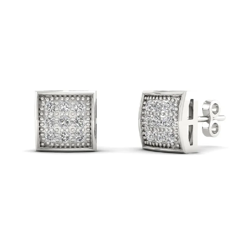 10k White Gold 1/20ct TDW Diamond Cluster Stud Earrings