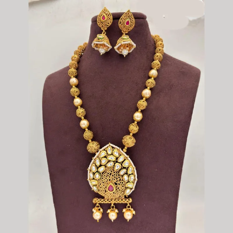 Jewel Addiction Gold Plated Kundan Stone And Pearls Necklace Set