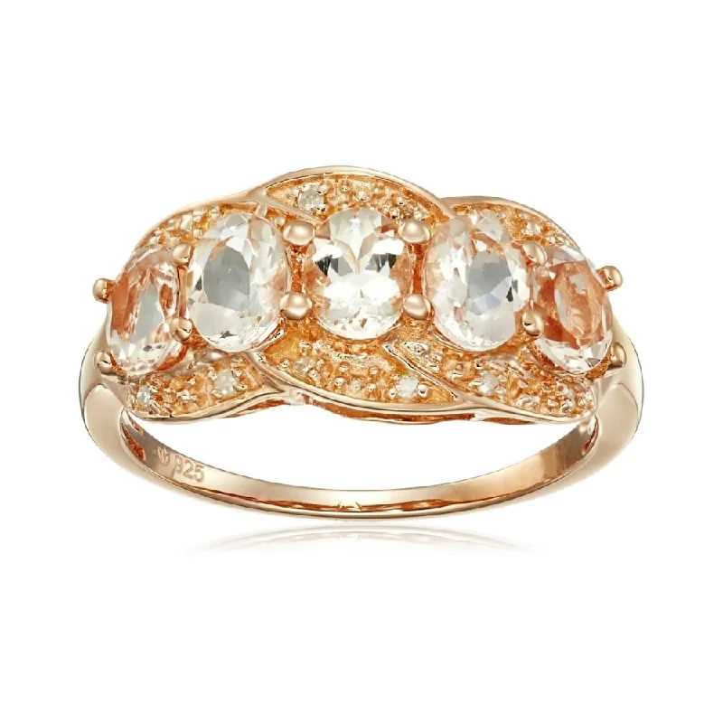 Rose Gold-Plated Silver Morganite & Diamond Ring