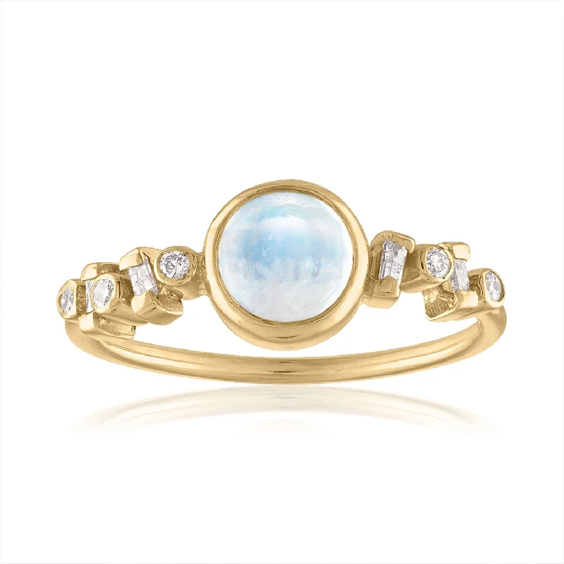 Moonlight Moonstone and Diamond Ring