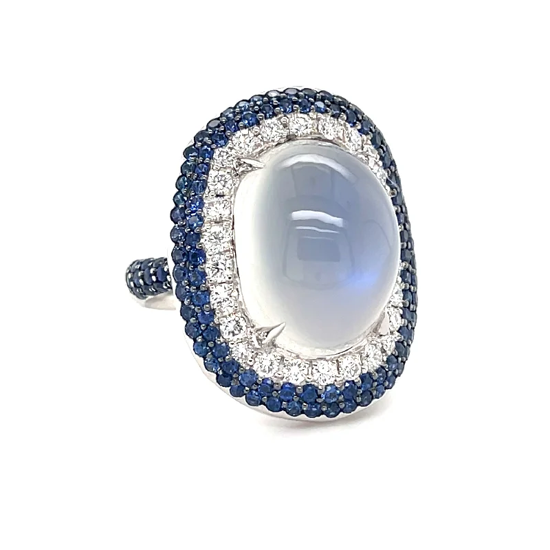 Moonstone Sapphire & Diamond Ring