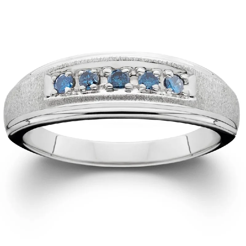 1/6ct Blue Diamond Ring White Gold